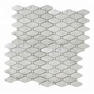 Carrelage mural de salle de bain <span class=keywords><strong>Douche</strong></span> plancher dosseret De Cuisine <span class=keywords><strong>Italienne</strong></span> en marbre Blanc Bianco Carrara Octave mosaïque - Product Image 5