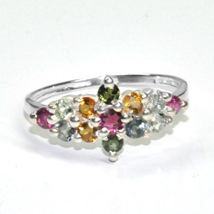 Bague en argent sterling 925 unisexe avec pierre précieuse de tourmaline, cadeau de fiançailles ou de fête pour homme et femme. - Product Image 1