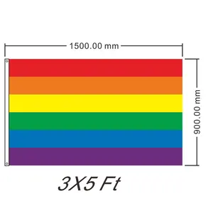 Радужный Флаг 90x100 см, 150 шт., флаг ЛГБТ из полиэстера для лесбиянок, геев, гордости, баннер из полиэстера, цветной Радужный Флаг для украшения WCW379