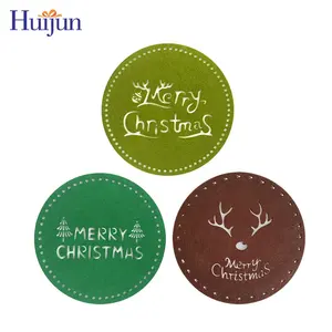 Christmas Crafts Merry Christmas Felt Placemat Coasters Xmas Round Table Mat For Dining Table Home Christmas Decoration Supplies