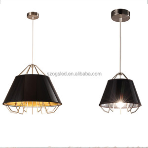 Moderne vintage roman triangle ombre cage lustre <span class=keywords><strong>noir</strong></span>/blanc tissu pendentif lampe pour restaurant décoration - Product Image 1