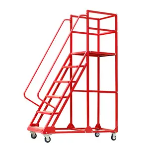 Warehouse Steel Climbing Movable Cart 12 Steps Height 3060mm