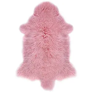 Hot Sale Pink Sheep Skin Blanket Tibetan Lamb Rug Mongolian Lamb Skins