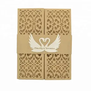 Luxurious personalize customize high quality laser cut invitation card wedding