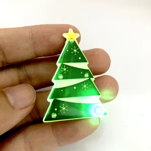 Wholesale custom 2024 new year Christmas tree led pin badge for sale