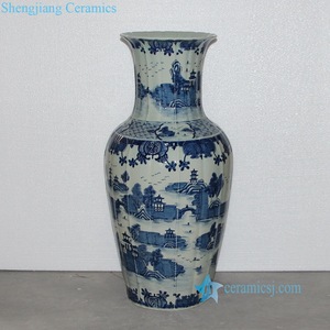 RZOY02 Cina pagoda lago modello di disegno a mano vaso di porcellana con filetti - Product Image 2