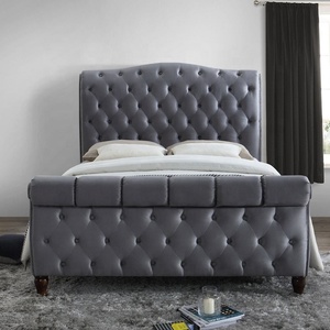 Rainhigh Grigio Tessuto In Velluto Slitta <span class=keywords><strong>Letto</strong></span> Grigio Tessuto Moderno <span class=keywords><strong>Letto</strong></span>-5ft UK Re (150x200 <span class=keywords><strong>cm</strong></span>) telaio del <span class=keywords><strong>letto</strong></span> - Product Image 4