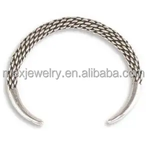 Antique Silver-Tone Pewter Finish Viking Cuff Bracelet for men