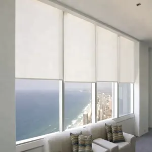 Motorized Shades Interior Motorized White Color Sunscreen Fabric Roller Shade