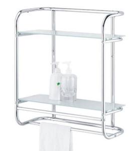 Overdoor Industrial Corner Tube en métal chromé Étagère à serviettes de bain à un niveau pour hôtel et appartement - Product Image 3