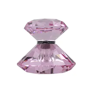 Desain Baru Mewah Botol Parfum Minyak Esensial Mawar Kristal Kaca Warna Merah Muda untuk Dijual