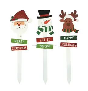 Hot sale Wooden christmas santa claus/snowman/elk yard decoration xmas garden stake decorative