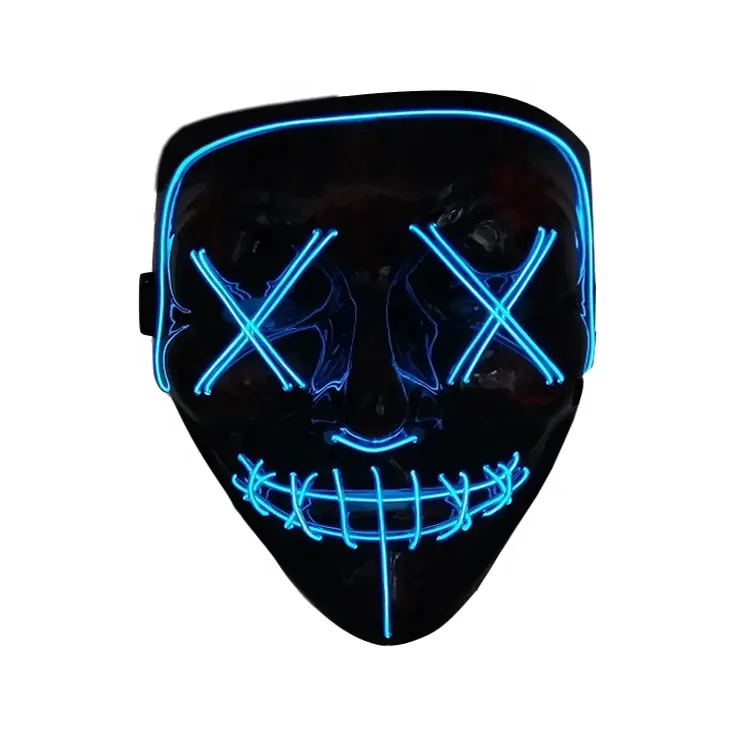 Halloween LED Purge Costume EL wire PVC scary horror Neon Rave Cosplay Party Mask prop bar masquerade