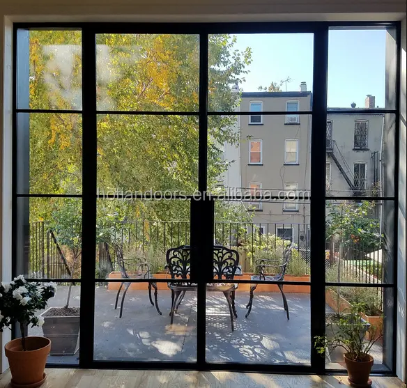 Ticari temperli camlı demir balkon çelik pencere ızgara tasarım çelik kapılar ve pencereler