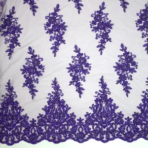 紫色串珠蕾丝面料与闪闪发光的最新蕾丝材料薄纱亮片礼服为婚礼 HY0933-1