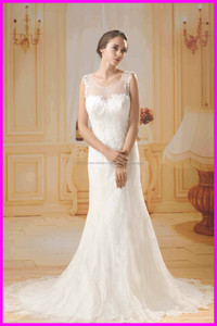 2015 guangzhou moda del cordón del vintage sleevesless una línea de vestidos de novia con ver <span class=keywords><strong>a</strong></span> través de la espalda AG072 - Product Image 1