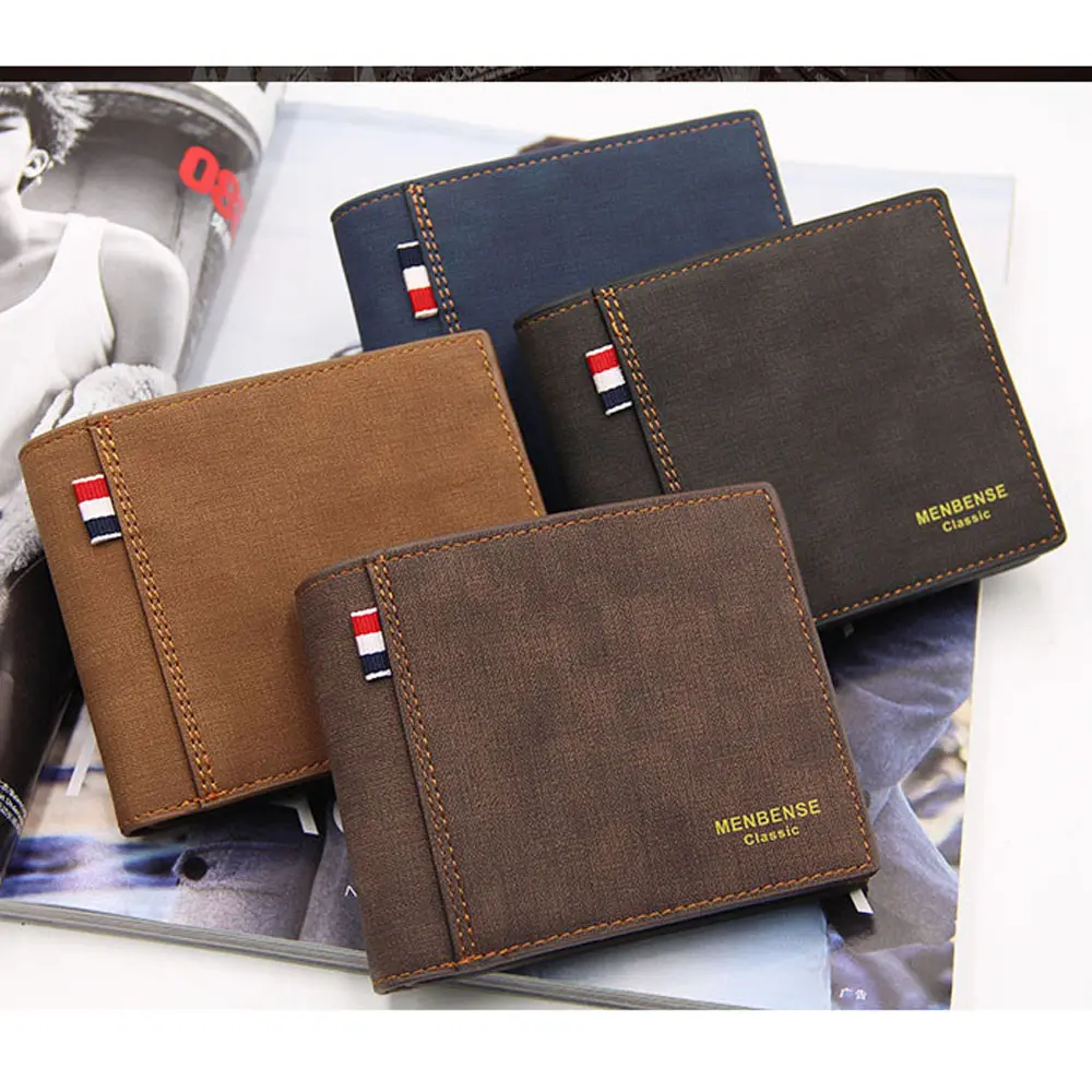 Stylish PU Leather Wallet Men Simple Casual Style Short Wallet Purse Small Clutch Male Wallet