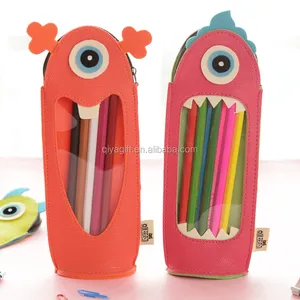 wholesale cartoon unique cool fancy animal shaped pencil case for school with pvc window