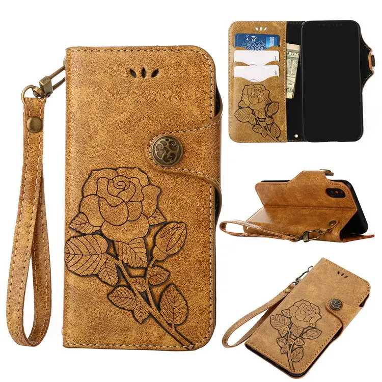 Genuine Leather Wallet Flip Case For Apple iPhone 6 6S 7 8 Plus X Real Purse Phone Bag with Card Slots