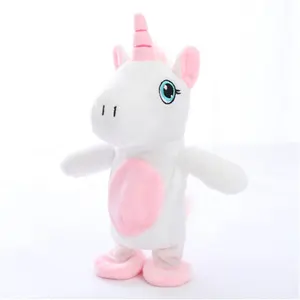 Elektrische Creatieve Kawaii Eenhoorn Walking & leren Praten Knuffeldier Paard Speelgoed Sound Record Pluche Eenhoorn Gift voor kids