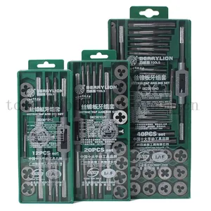 Berrylion conjunto de parafusos métricos, plugue de rosca, torneiras de mão com chave de toque 12/20/40 unidades, kit m3 para m12 torneira e morrer, conjunto