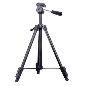 KINGJOY 57 inch Aluminum Video Tripod with Three-way Head and Geared Center Column for Beginner Photographer