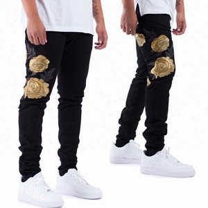 Saint <span class=keywords><strong>Noir</strong></span> Or Stylé Pantalon Jeans Pantalon En Vrac - Product Image 1