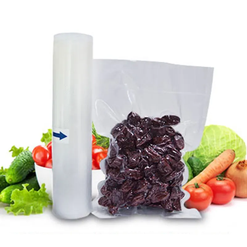 Wegwerp Transparant Reliëf Vacuüm Nylon Voedsel Plastic Verpakking Roll Bag