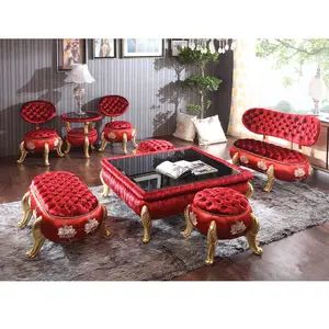 FF2015 पूर्ण सेट मीठा कद्दू अवकाश कुर्सियों लाल मखमल कपड़े neoclassic दस्त तुर्क छोटे फैंसी रंगीन pouf दस्त