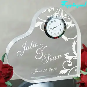 Horloge cristal en forme de cœur, joli bloc de cristal, pour invités de mariage, Souvenir