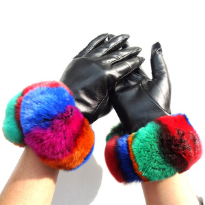 Expédition rapide hiver mode gant en peau de mouton noir écran tactile femmes chaud en cuir de chèvre <span class=keywords><strong>gants</strong></span> de conduite Rex lapin fourrure <span class=keywords><strong>gants</strong></span> - Product Image 6