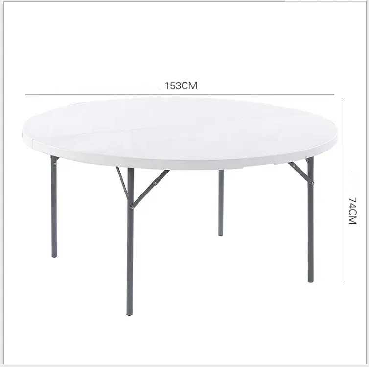 Mesa plegable redonda de plástico HDPE para boda, 10 asientos, precio barato