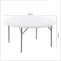 Table pliante ronde en plastique blanc HDPE à 10 places, prix avantageux
