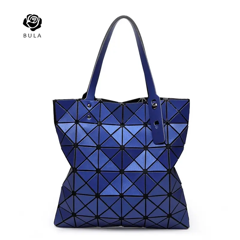 hot selling casual sling foldable tote bao Geometric Diamond Shape Silica Sliver Paint Patchwork Tote Women Shoulder Bag Bao
