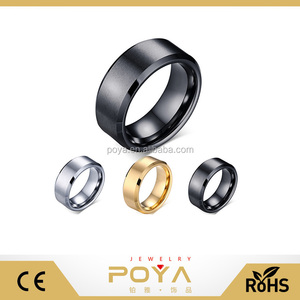 POYA Joyería 8mm Personalizado Láser Tallar Sencilla Joyería de Carburo de Tungsteno de Oro/Negro/Plateado Mate Acabado Boda bandas - Product Image 1