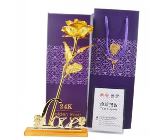 Regalos del día <span class=keywords><strong>de</strong></span> <span class=keywords><strong>san</strong></span> valentín 24 K lámina <span class=keywords><strong>de</strong></span> oro rosa flor con amor base - Product Image 1