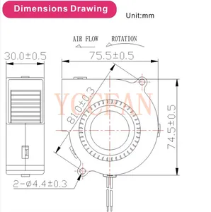 YCCFAN גבוהה זרימת DC 12v צנטריפוגלי מפוח 75*30mm עבור רכב מטהר DC מאוורר מחיר