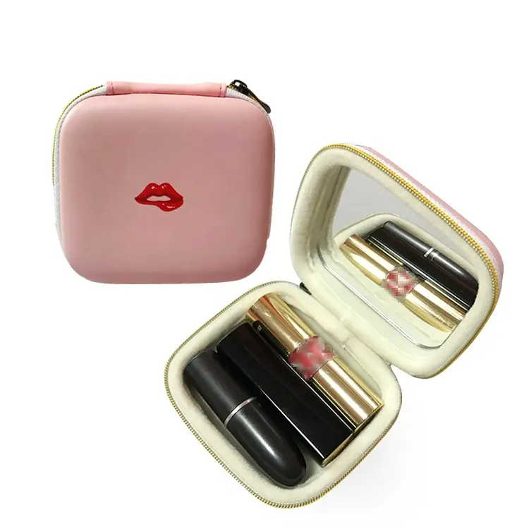 Kleurrijke Macarons Kleur Eva Zip Hard Opslag Draagtas Cosmetische Tas Lippenstift Case Met Spiegel