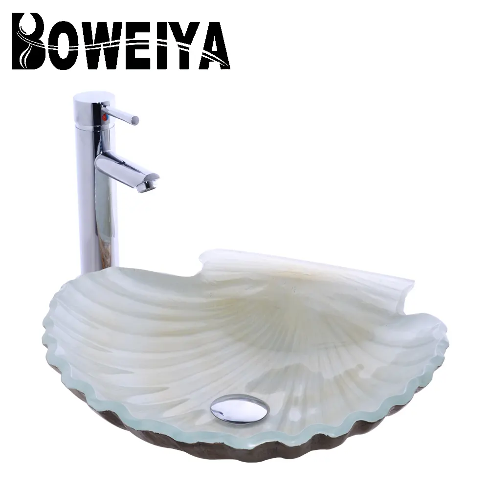 수공예 강화 불규칙한 모양의 유리 그릇 화장실 장식 쉘 싱크