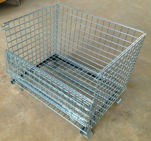 Lưới Thép Có Thể Gập Lại Xe Nâng <span class=keywords><strong>Pallet</strong></span> Lồng Ráp Folding Kim Loại Thép Lưu Trữ <span class=keywords><strong>Pallet</strong></span> - Product Image 4