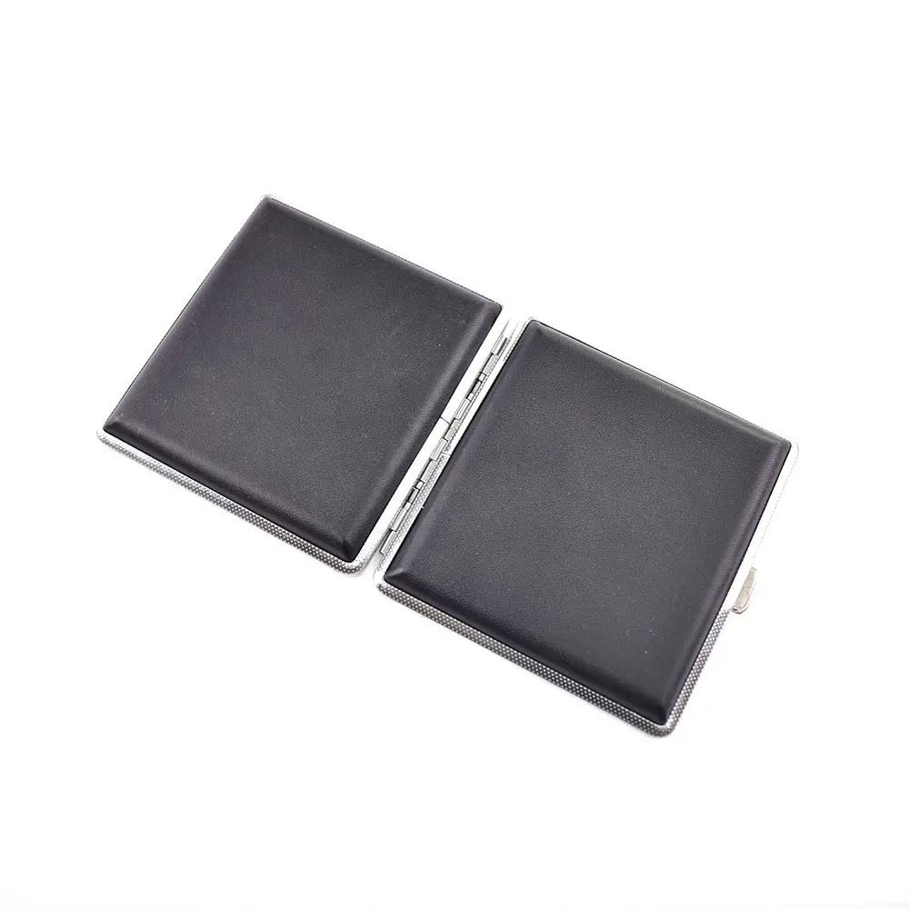 high-quality premium herb cases accessories Black leather square metal slippy clip smoking Cigarette case