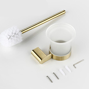 Moderna Spazzola per WC in <span class=keywords><strong>Acciaio</strong></span> Inox Spazzolato Oro con Supporto a Parete per Accessori <span class=keywords><strong>Bagno</strong></span> - Product Image 5