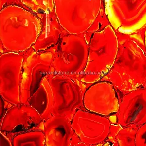 Besar Dalam Ruangan Backlit Transparan Onyx Merah Batu Akik Batu Slab