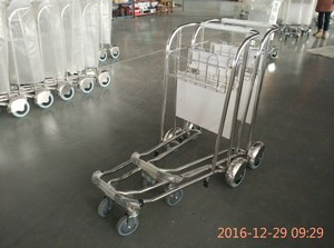 Chariot de supermarché en acier inoxydable, 4 roues, sans frein - Product Image 6
