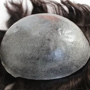 Indian Human remy Hair Invisible Thin Skin Injected Toupee在庫。