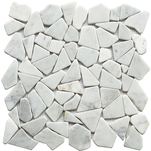 Carrelage mosaïque en pierre de marbre cassé, carsara blanc, irrégulier - Product Image 1