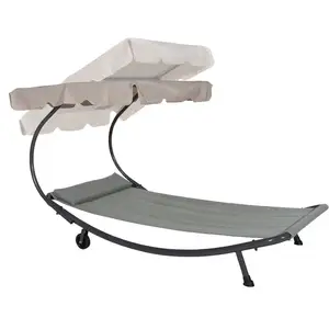 <span class=keywords><strong>Tumbona</strong></span> de playa al aire libre Muebles de exterior Chaise Lounge <span class=keywords><strong>Hamaca</strong></span> Cama con parasol y ruedas - Product Image 1
