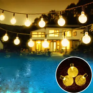 Solar Outdoor Lichtslingers Clear Crystal Ball Heldere Witte LED Decoratie Snaren voor Vakantie Party Outdoor Garden crystal ball