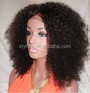 Hot Selling 18 "Afro Kinky Krullen, Transparant Hd Full Lace Menselijk Haar Pruiken