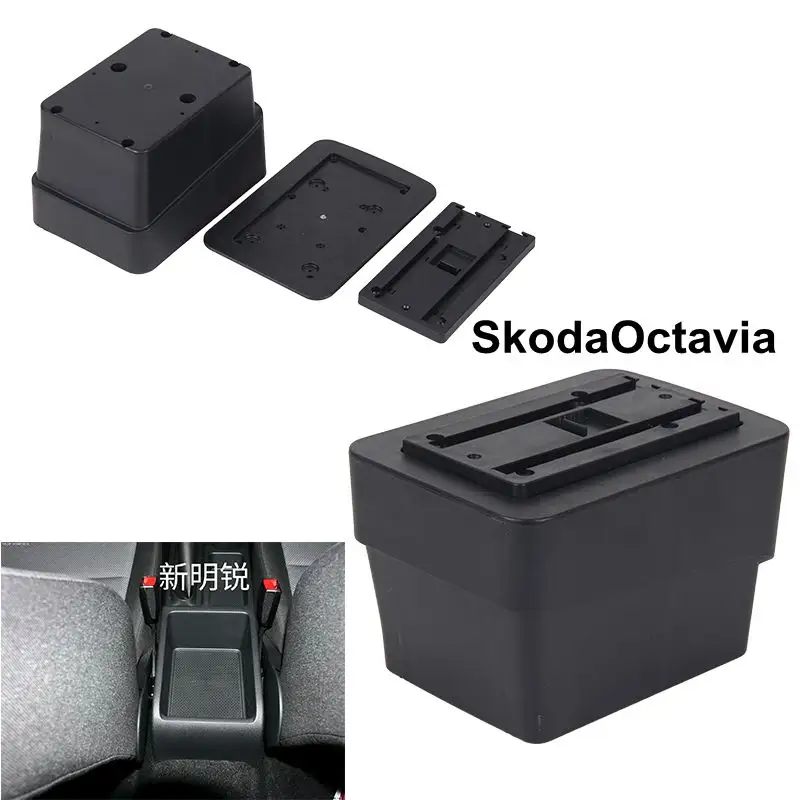 VW Skoda Octavia için A7 kol dayama kutusu Merkezi Konsol merkezi Mağaza içeriği kutusu bardak tutucu ile iç araba aksesuarları parçaları